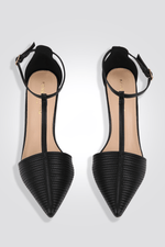 KENNETH COLE - נעלי עקב מפוספס 10 ס"מ בצבע שחור - MASHBIR//365