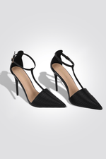 KENNETH COLE - נעלי עקב מפוספס 10 ס"מ בצבע שחור - MASHBIR//365