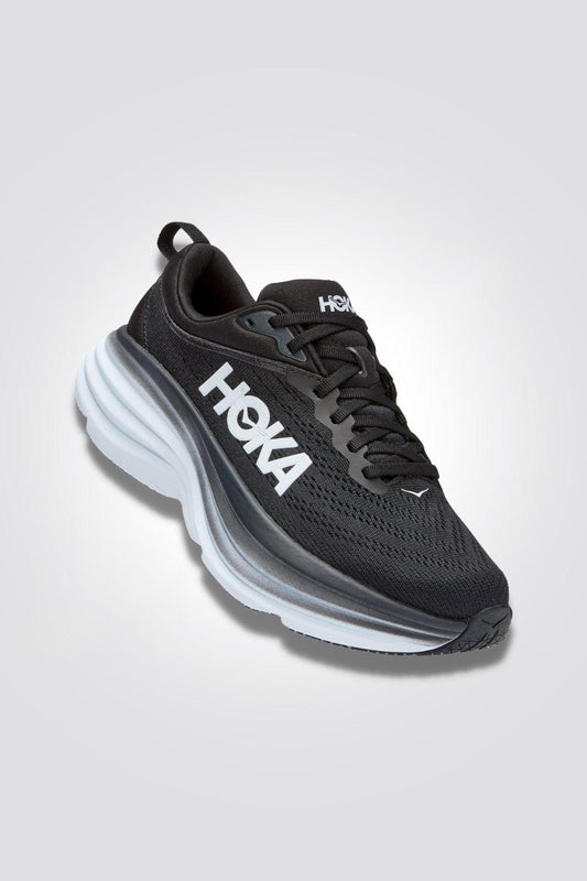 HOKA - נעלי ריצה לגבר BONDI 8 WIDE בצבע שחור ולבן - MASHBIR//365