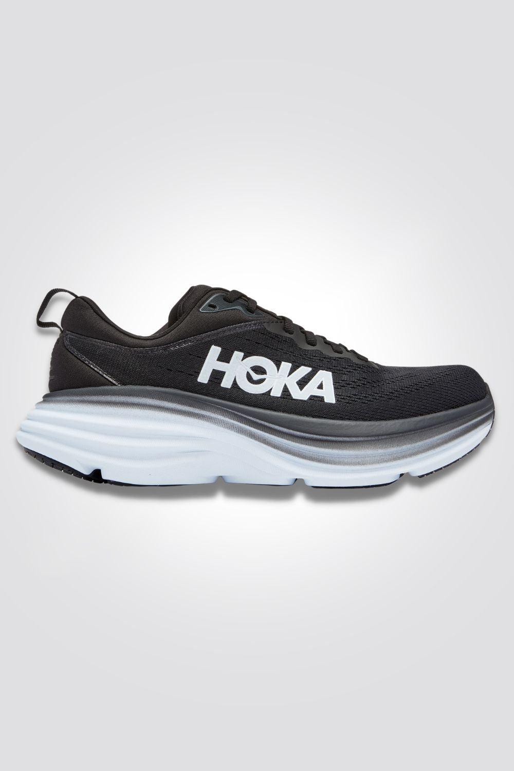 HOKA - נעלי ריצה לגבר BONDI 8 WIDE בצבע שחור ולבן - MASHBIR//365