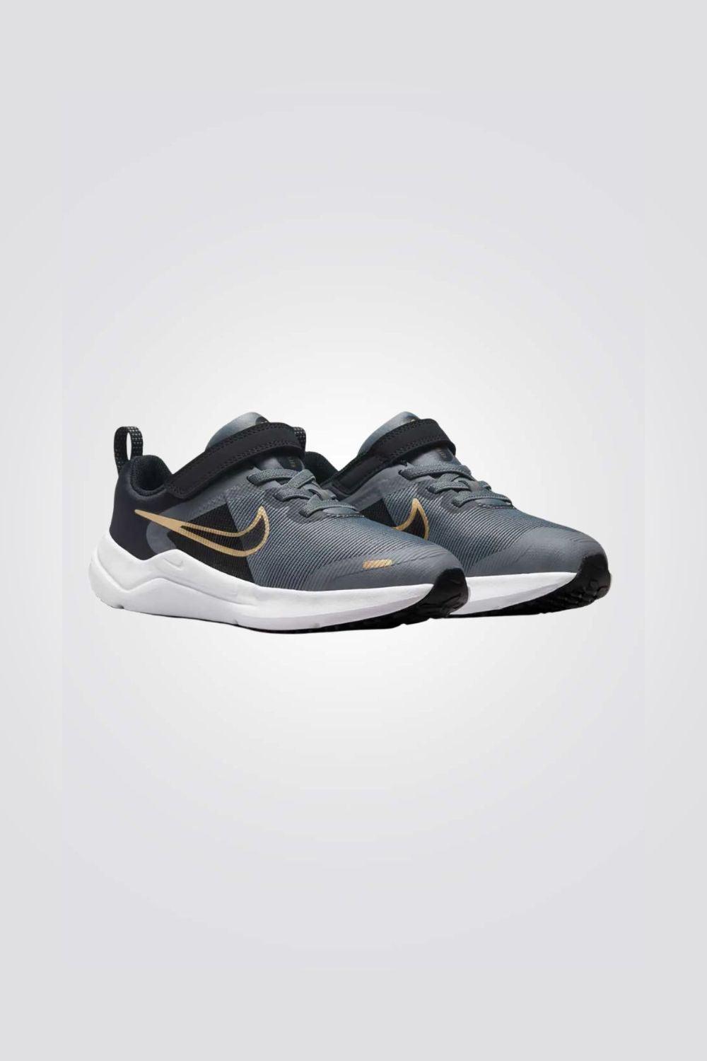 NIKE - נעלי ריצה לנוער Nike Downshifter 12 בצבע אפור ושחור - MASHBIR//365