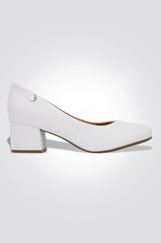 LADY COMFORT - נעלי סירה בצבע לבן עקב עבה - MASHBIR//365