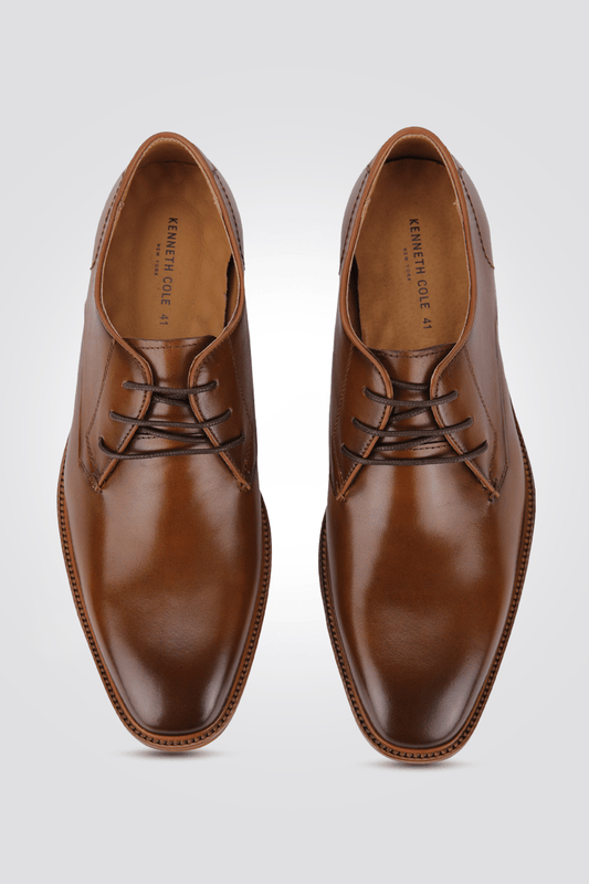 KENNETH COLE - נעליים אלגנטיות מעור לגברים בצבע חום עם שרוכים - MASHBIR//365