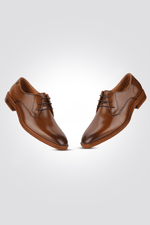 KENNETH COLE - נעליים אלגנטיות מעור לגברים בצבע חום עם שרוכים - MASHBIR//365