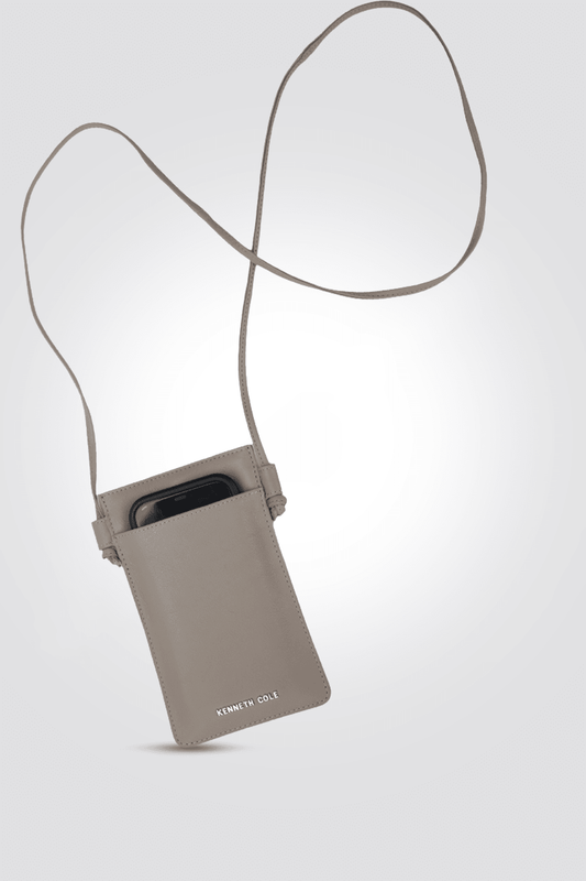 KENNETH COLE - נרתיק עור לטלפון בגוון אפור - MASHBIR//365