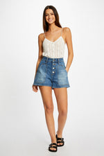 MORGAN - OFF WHITE גופיית סריג עם כפתורים בצבע - MASHBIR//365