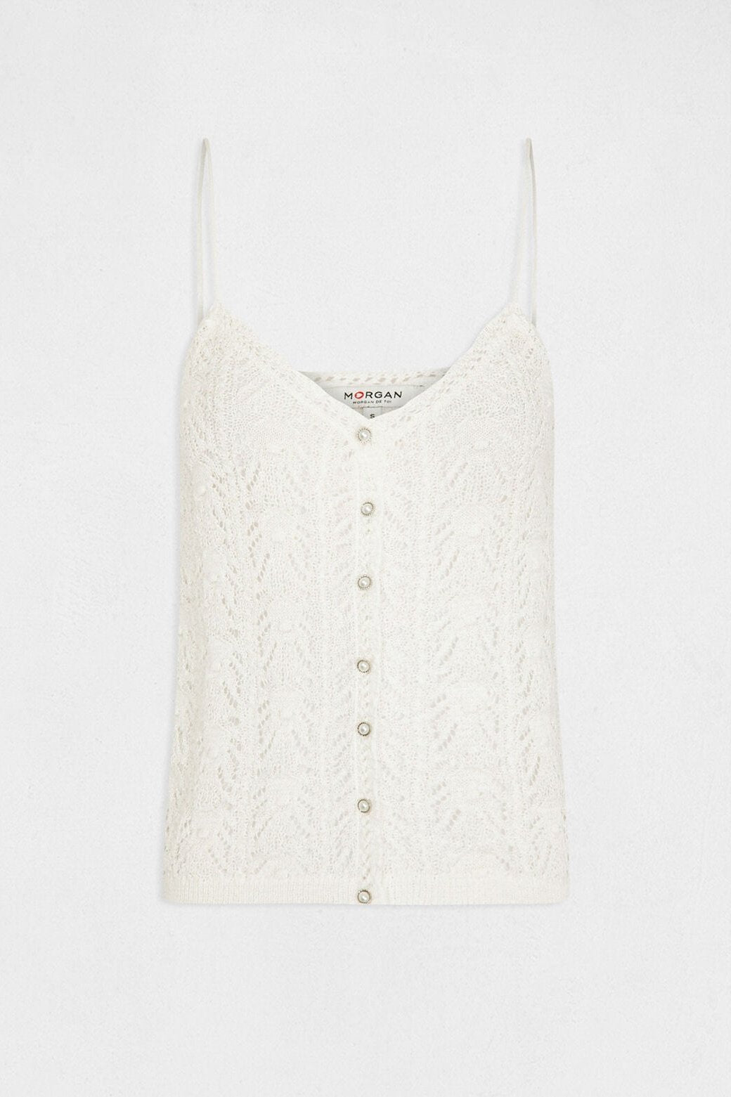 MORGAN - OFF WHITE גופיית סריג עם כפתורים בצבע - MASHBIR//365