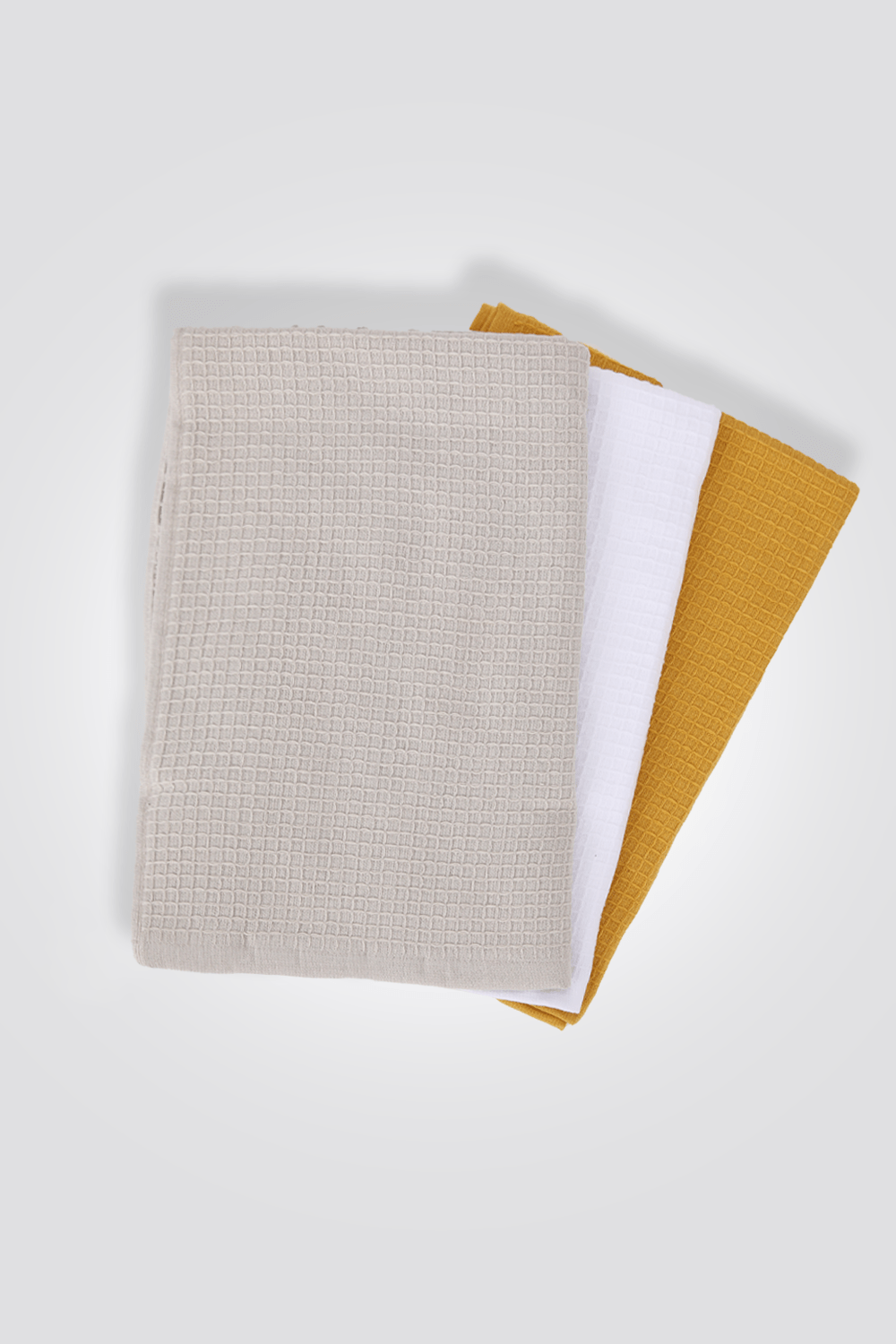 ESPRIT - סט 3 מגבות מטבח בצבע לבן בז' וחרדל - MASHBIR//365