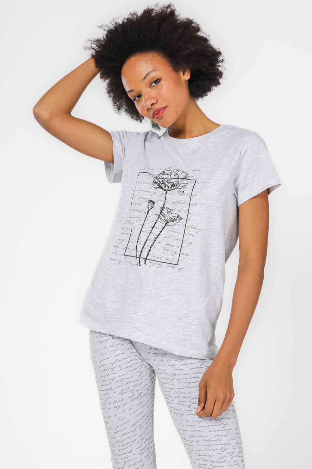 BONITA DE MAS - סט פיג'מה 3/4 לנשים בצבע אפור - MASHBIR//365