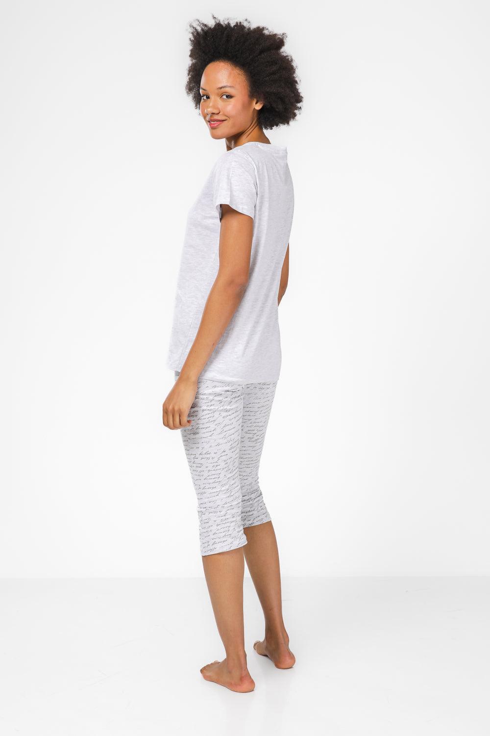 BONITA DE MAS - סט פיג'מה 3/4 לנשים בצבע אפור - MASHBIR//365