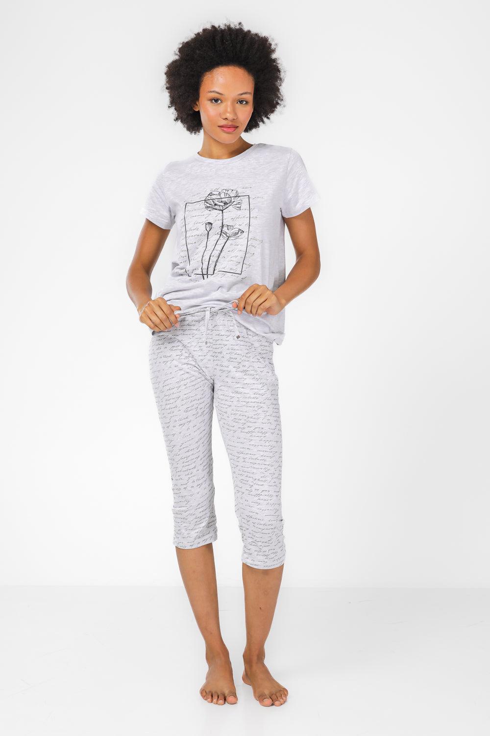 BONITA DE MAS - סט פיג'מה 3/4 לנשים בצבע אפור - MASHBIR//365