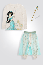 DELTA - סט פיג'מה ארוכה לילדות YASMIN בצבע לבן עם שרביט - MASHBIR//365