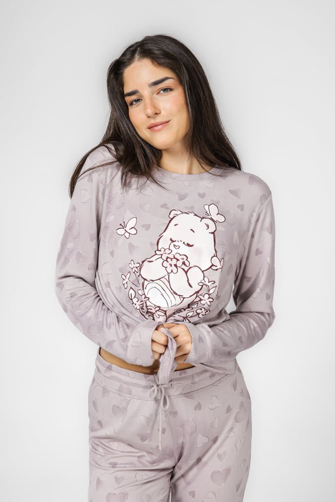 DELTA - סט פיג'מה דובוני אכפת לי בצבע סגול - MASHBIR//365