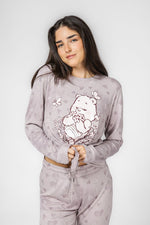 DELTA - סט פיג'מה דובוני אכפת לי בצבע סגול - MASHBIR//365