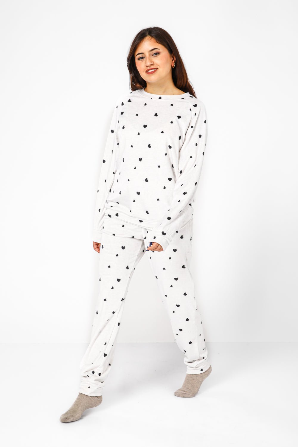 DELTA - סט פיג'מה קטיפה לבבות - MASHBIR//365