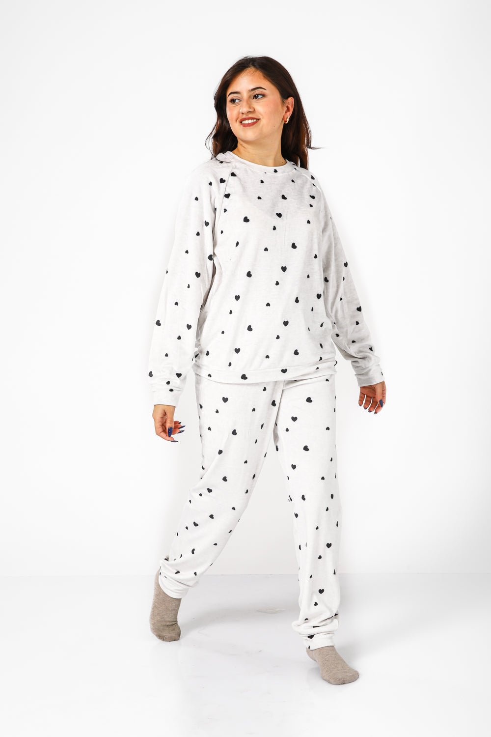 DELTA - סט פיג'מה קטיפה לבבות - MASHBIR//365