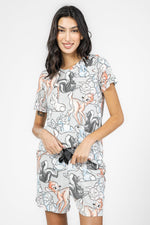 DELTA - סט פיג’מה קצרה BAMBI לנשים בצבע אפור - MASHBIR//365