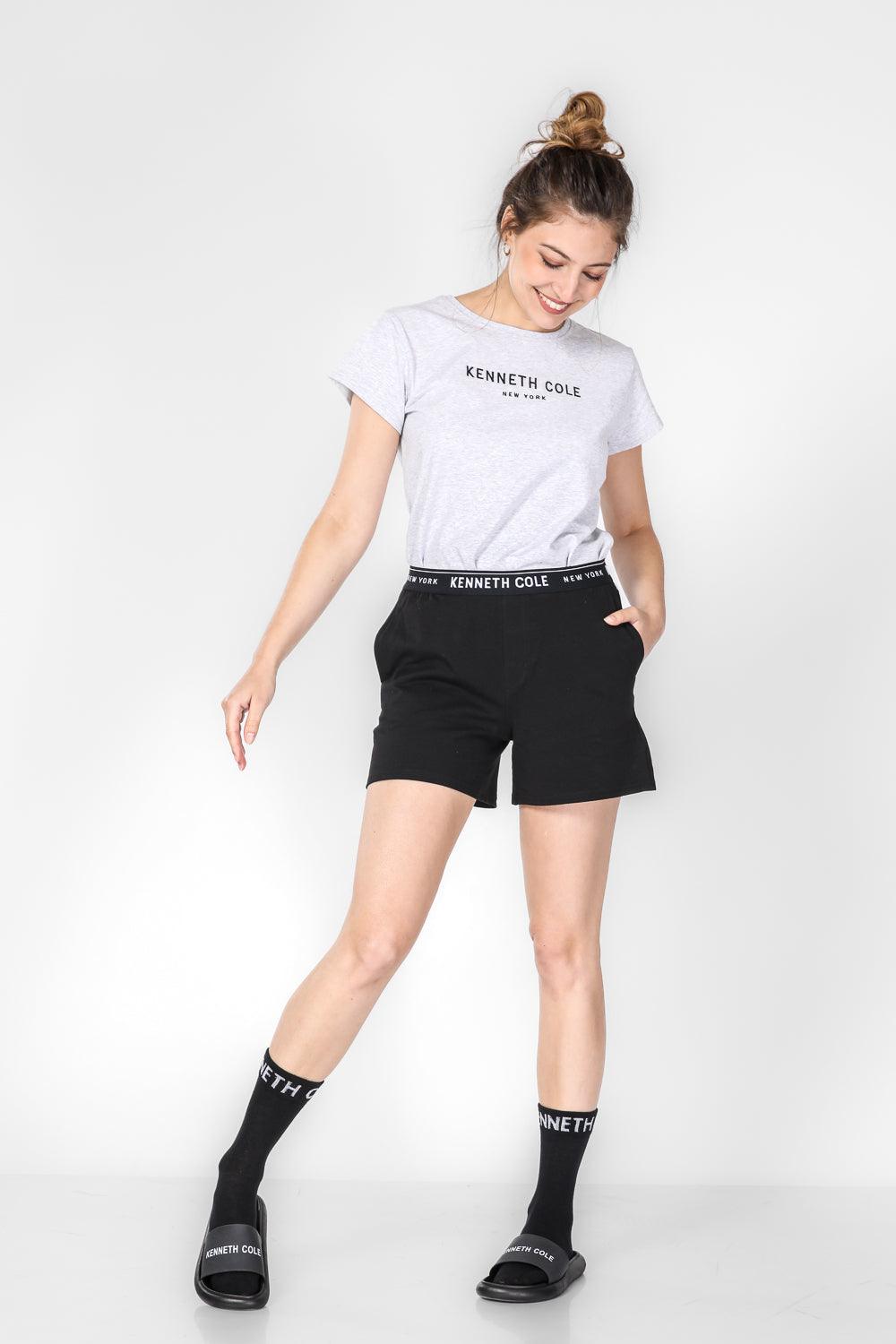 KENNETH COLE - סט פיג'מה קצרה בצבע אפור ושחור - MASHBIR//365