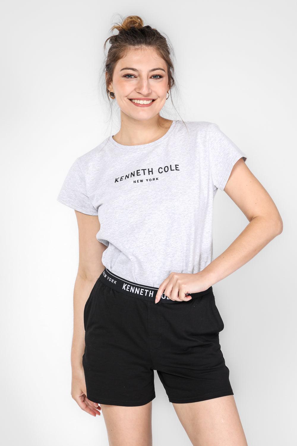 KENNETH COLE - סט פיג'מה קצרה בצבע אפור ושחור - MASHBIR//365