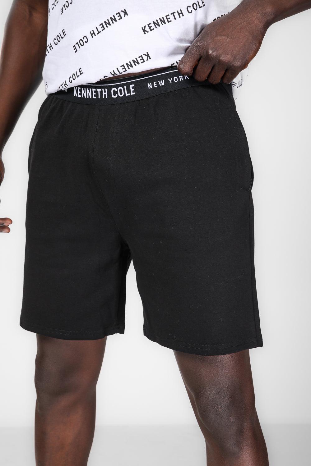 KENNETH COLE - סט פיג'מה קצרה לגבר בצבע לבן ושחור - MASHBIR//365
