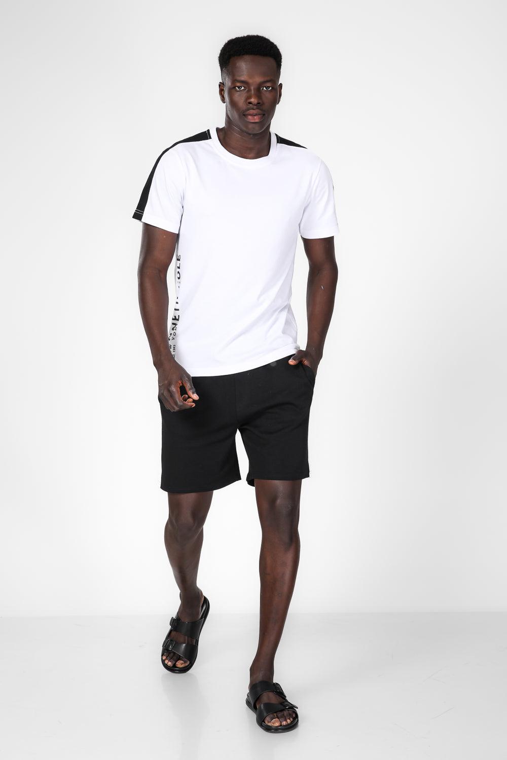 KENNETH COLE - סט פיג'מה קצרה לגבר בצבע לבן ושחור - MASHBIR//365