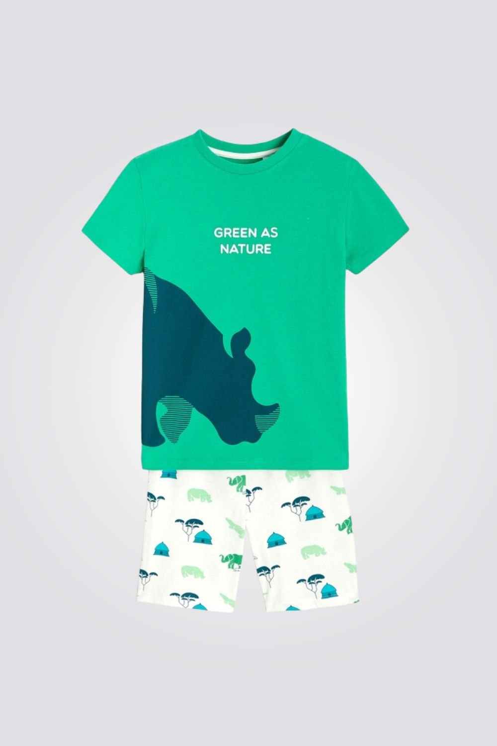 OKAIDI - סט פיג'מה קצרה לילדים בצבע ירוק - MASHBIR//365