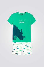 OKAIDI - סט פיג'מה קצרה לילדים בצבע ירוק - MASHBIR//365