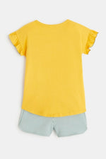 OKAIDI - סט פיג'מה קצרה לילדות בצבע צהוב - MASHBIR//365