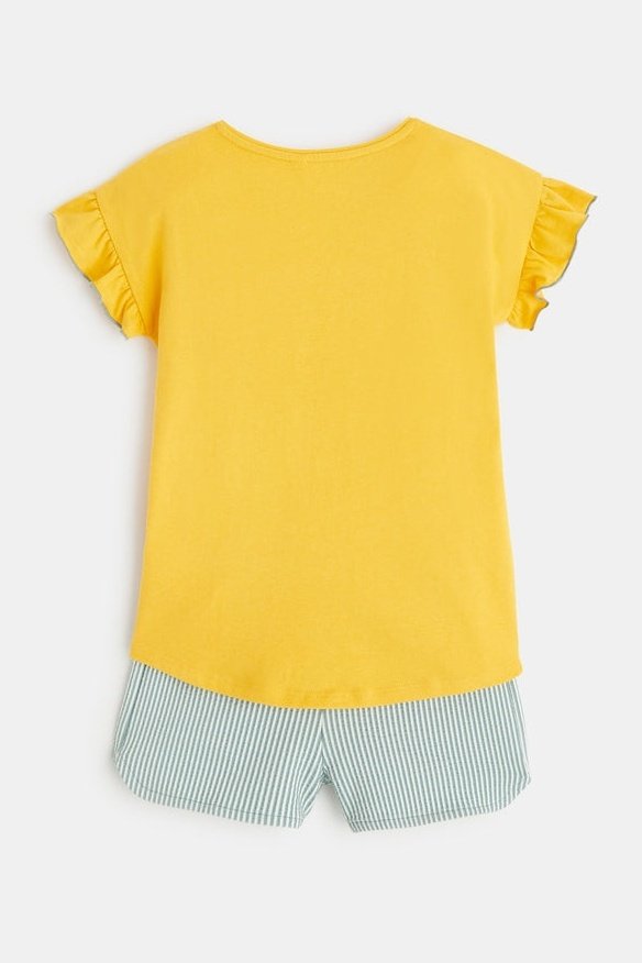 OKAIDI - סט פיג'מה קצרה לילדות בצבע צהוב - MASHBIR//365