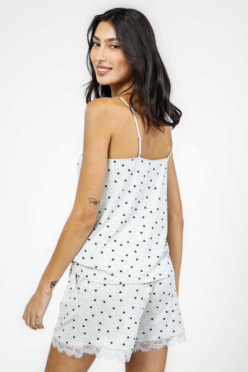 DELTA - סט פיג’מה קצרה לנשים בצבע אפור - MASHBIR//365