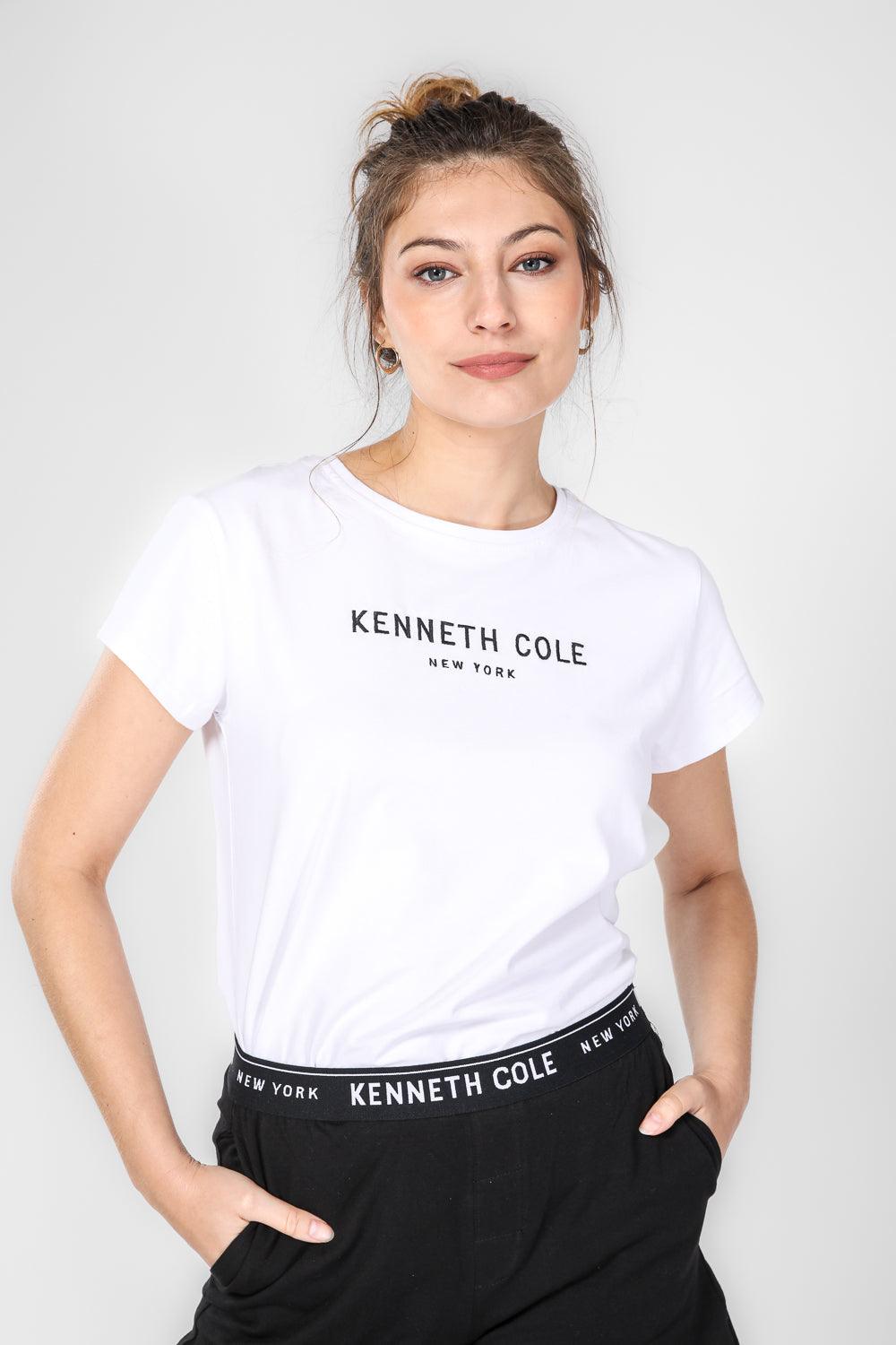KENNETH COLE - סט פיג'מה קצרה לנשים בצבע לבן ושחור - MASHBIR//365