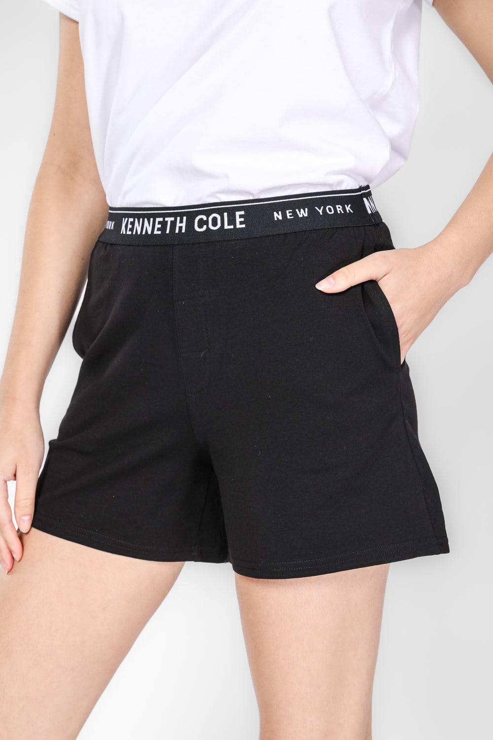 KENNETH COLE - סט פיג'מה קצרה לנשים בצבע לבן ושחור - MASHBIR//365