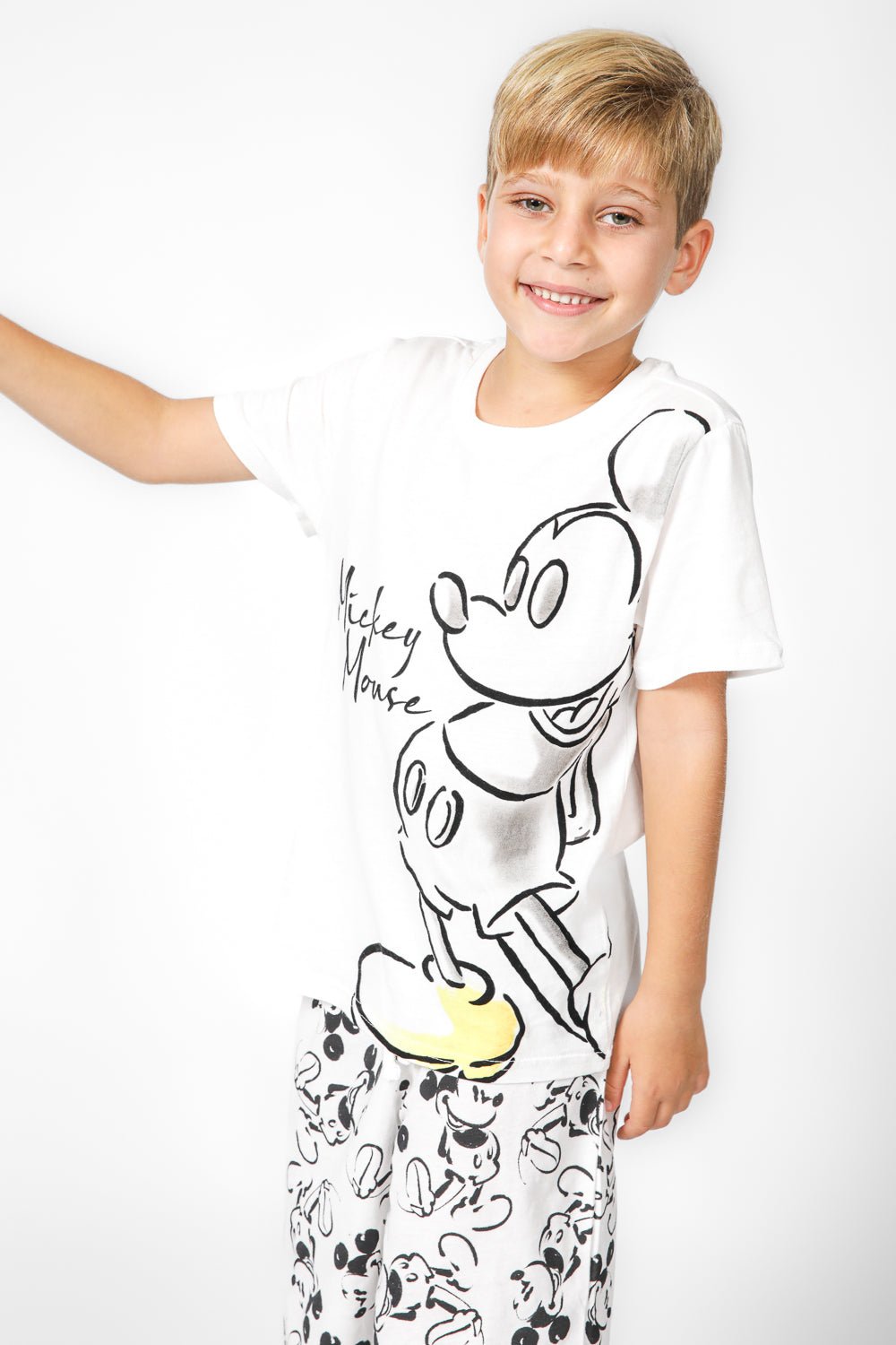 DELTA - סט פיג’מה קצרה MICKEY בצבע לבן לילדים - MASHBIR//365