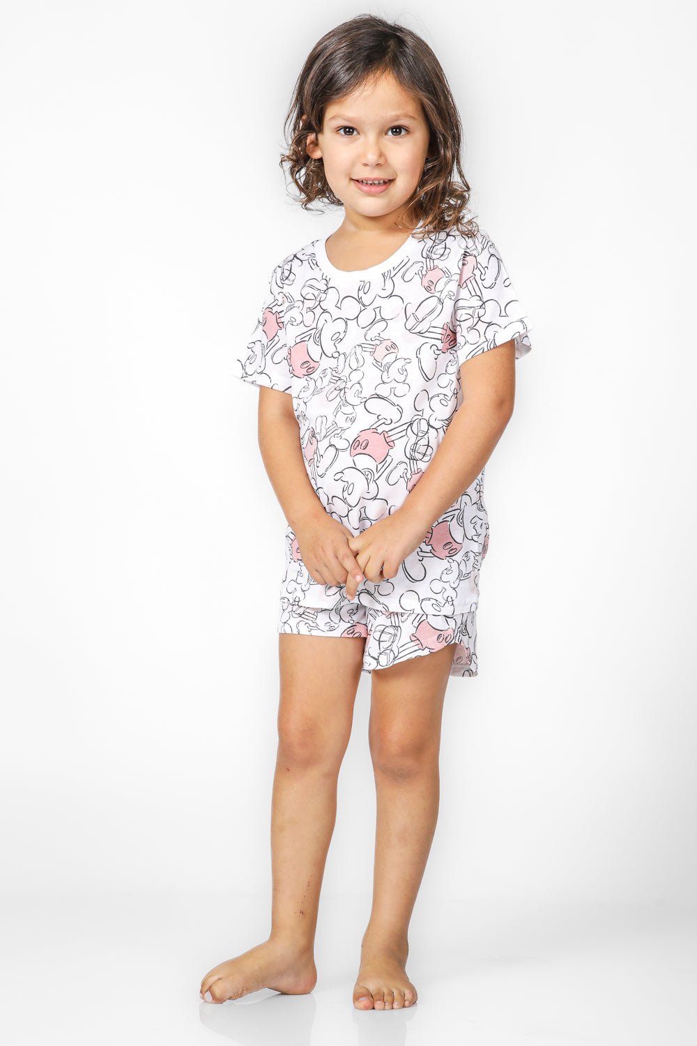 DELTA - סט פיג'מה קצרה MICKEY בצבע ורוד לילדות - MASHBIR//365