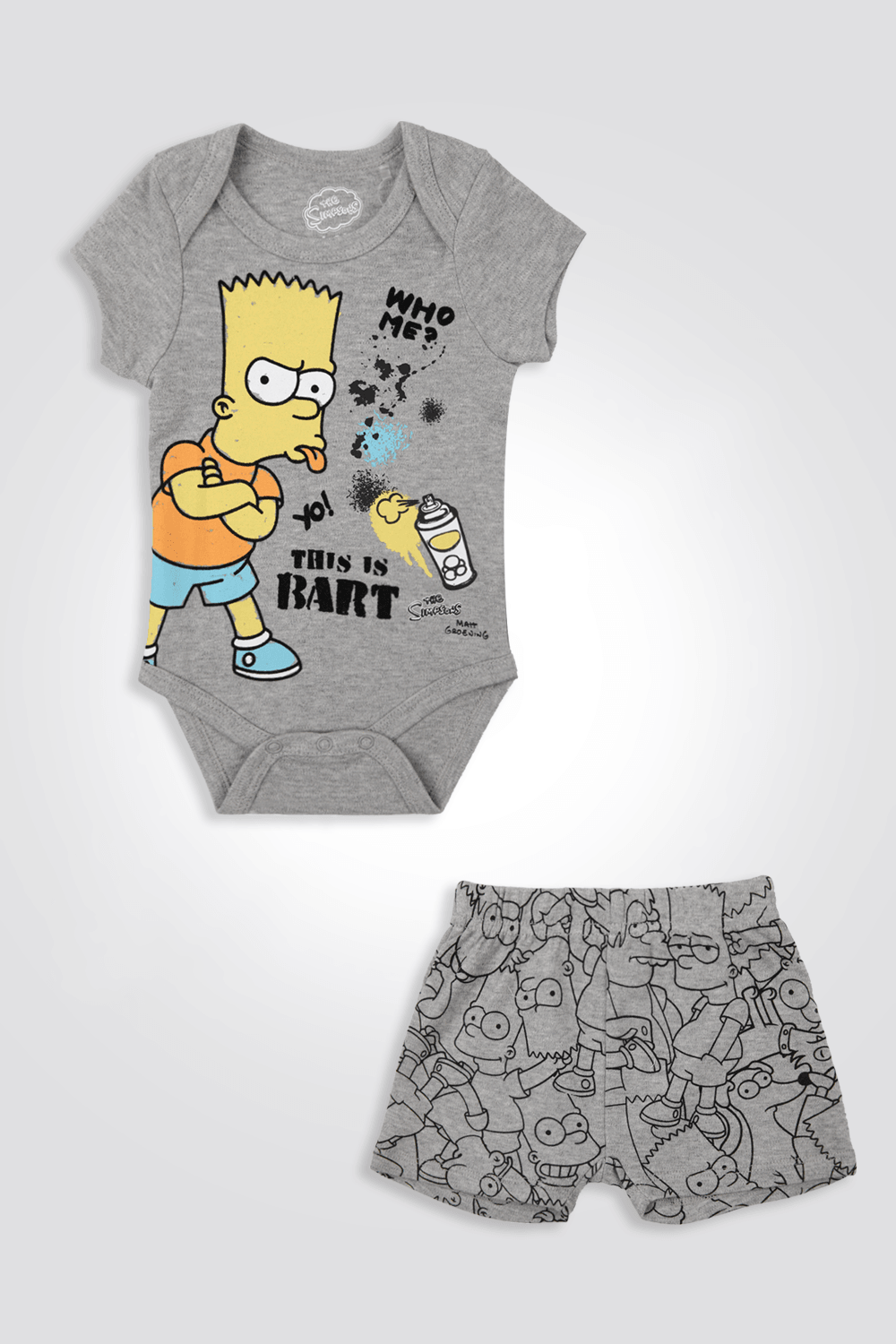 DELTA - סט פיג’מה קצרה SIMPSONS בצבע אפור לתינוקות - MASHBIR//365