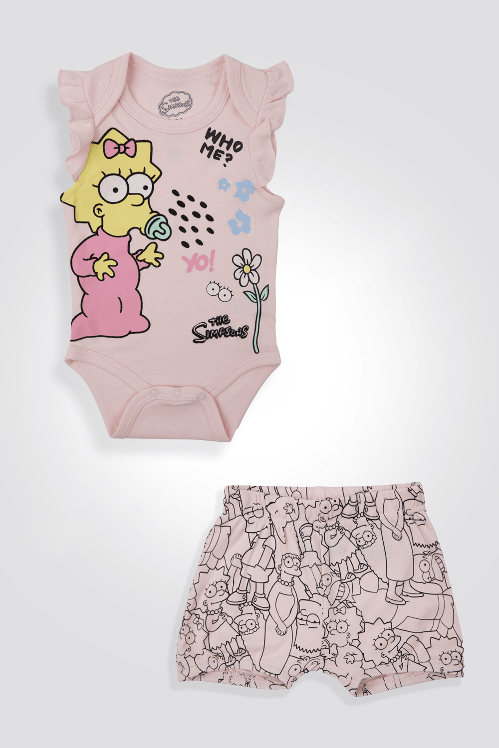 DELTA - סט פיג’מה קצרה SIMPSONS בצבע ורוד לתינוקות - MASHBIR//365