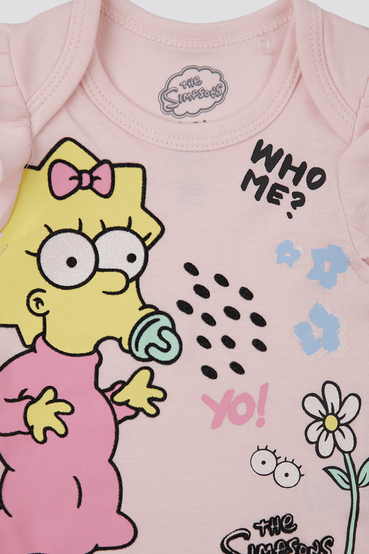 DELTA - סט פיג’מה קצרה SIMPSONS בצבע ורוד לתינוקות - MASHBIR//365