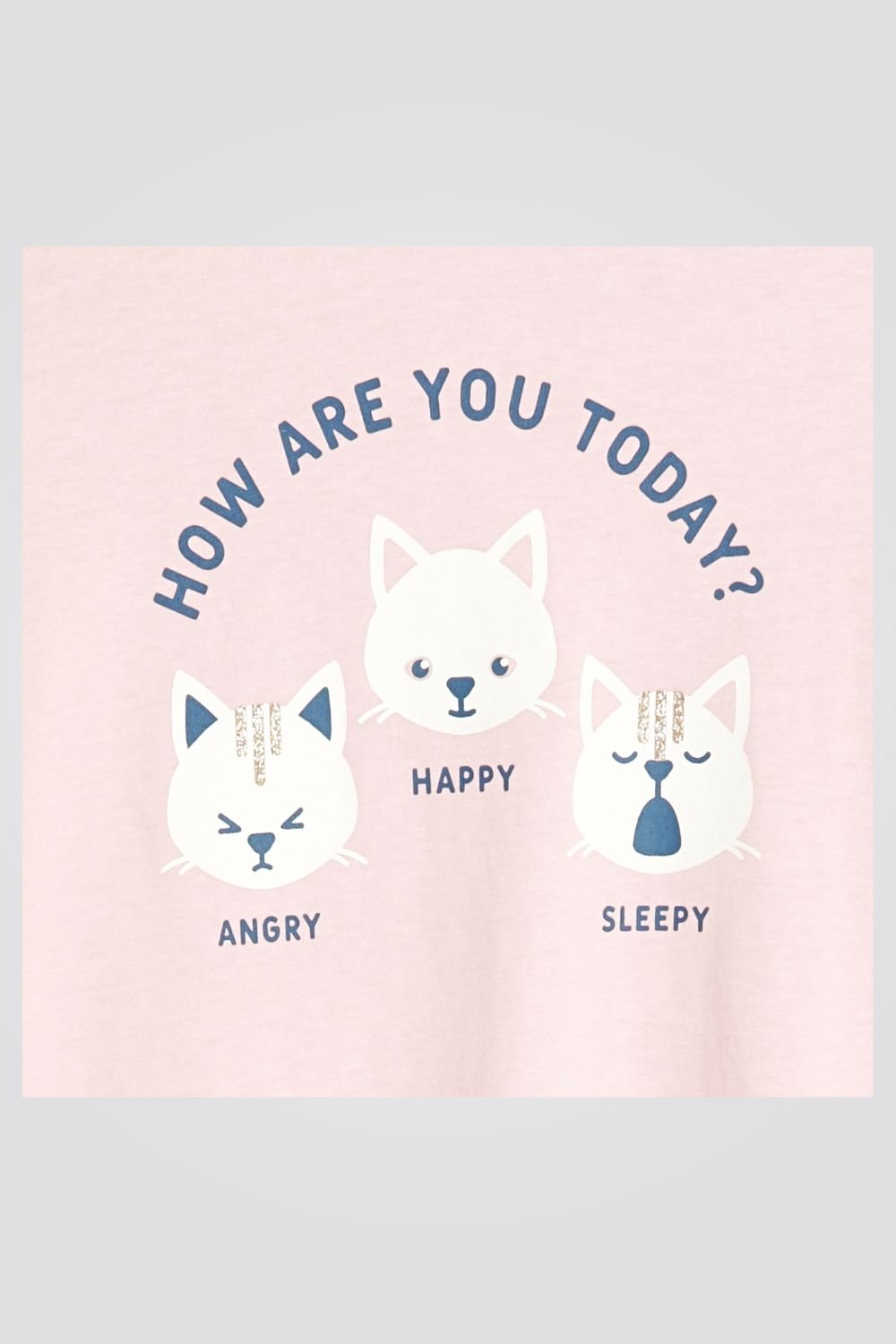 OKAIDI - סט פיג'מה לילדות שרוול ארוך חולצה ורוד בהיר עם הדפס חתולים ומכנס שמנת - MASHBIR//365