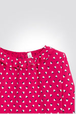 OKAIDI - סט פיג'מה לילדות שרוול ארוך טוניקה ורודה עם טייץ אפור בהיר מלאנג' - MASHBIR//365