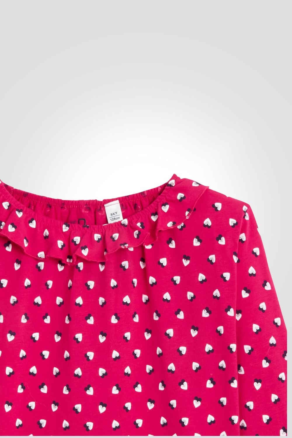 OKAIDI - סט פיג'מה לילדות שרוול ארוך טוניקה ורודה עם טייץ אפור בהיר מלאנג' - MASHBIR//365