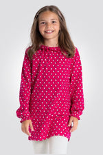 OKAIDI - סט פיג'מה לילדות שרוול ארוך טוניקה ורודה עם טייץ אפור בהיר מלאנג' - MASHBIR//365