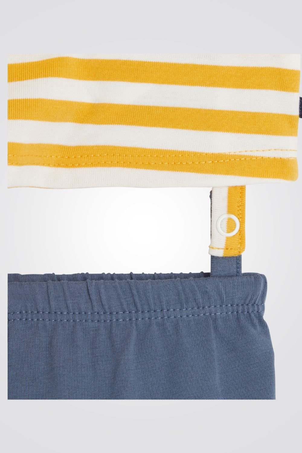 OBAIBI - סט פיג'מת תינוקות חולצה שרוול ארוך פסים צהוב לבן ומכנס רגלית כחול - MASHBIR//365