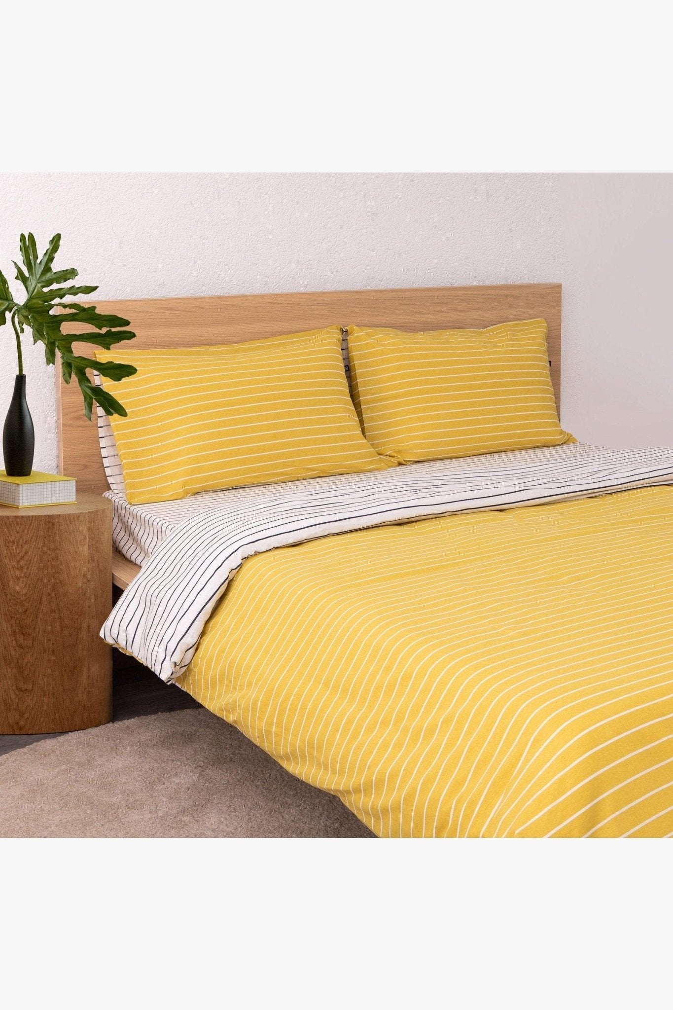 GAP - סט מצעים 180/200 כותנה למיטה זוגית רחבה גוון צהוב - MASHBIR//365