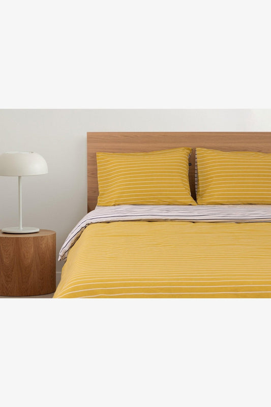 GAP - סט מצעים 180/200 כותנה למיטה זוגית רחבה גוון צהוב - MASHBIR//365