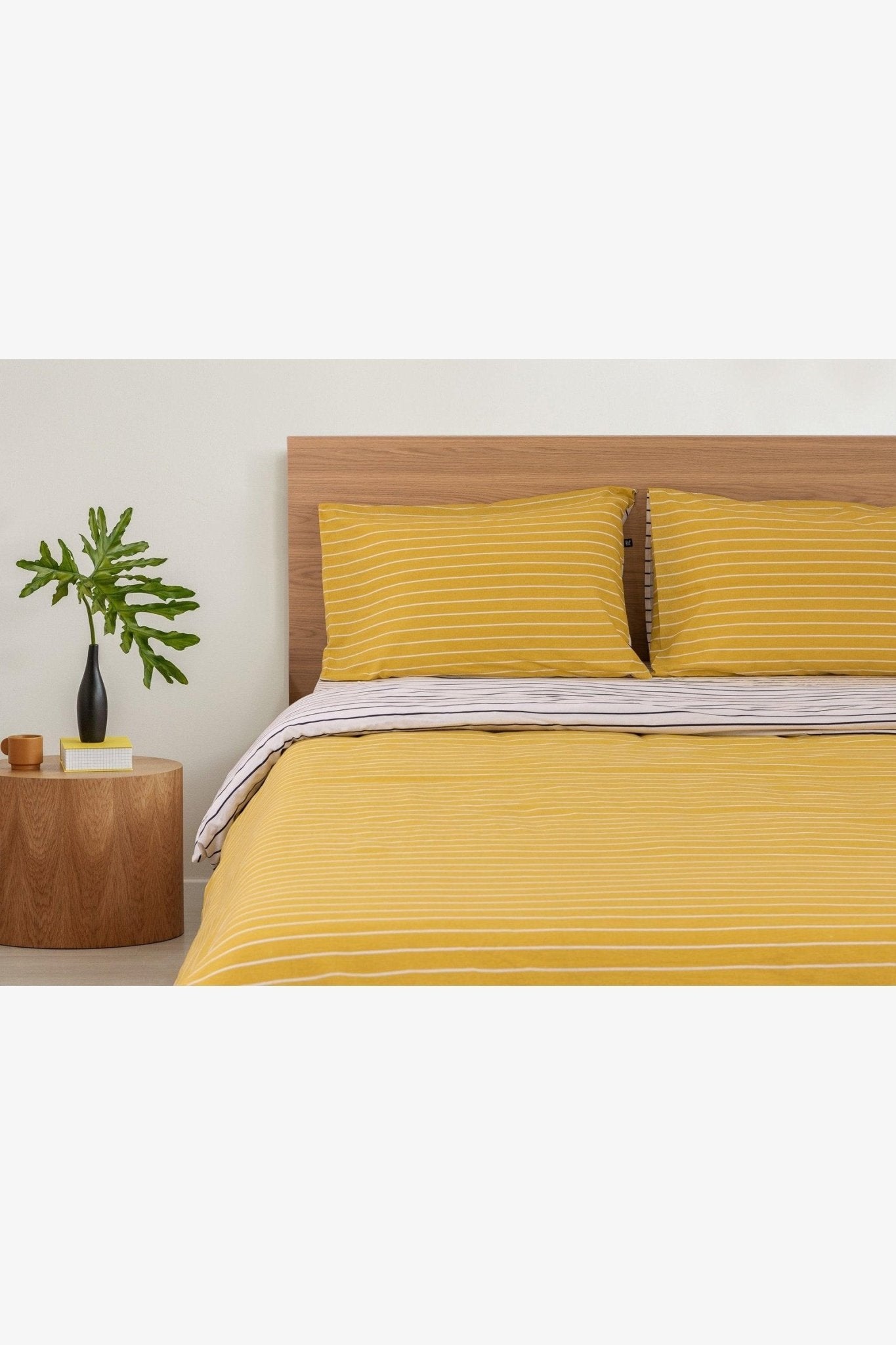 GAP - סט מצעים 180/200 כותנה למיטה זוגית רחבה גוון צהוב - MASHBIR//365