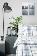 KENNETH COLE - סט מצעים יחיד 90/200 ס"מ כותנה סאטן דגם B&W Checks - MASHBIR//365