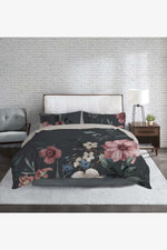 KENNETH COLE - סט מצעים יחיד כותנה סאטן 120/200 דגם FLORA בצבע בז' ואפור כהה - MASHBIR//365