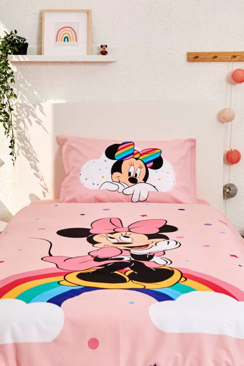 DISNEY - סט מצעים מיטה וחצי לילדות MINNIE RAINBOW בצבע ורוד - MASHBIR//365