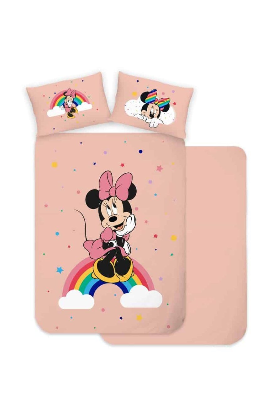 DISNEY - סט מצעים מיטה וחצי לילדות MINNIE RAINBOW בצבע ורוד - MASHBIR//365