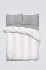 Private Collection - סט מצעים זוגי 160/200 ס"מ כותנה גוון לבן ואפור דגם LONY - MASHBIR//365